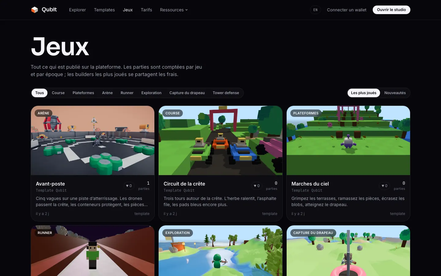 The Games page