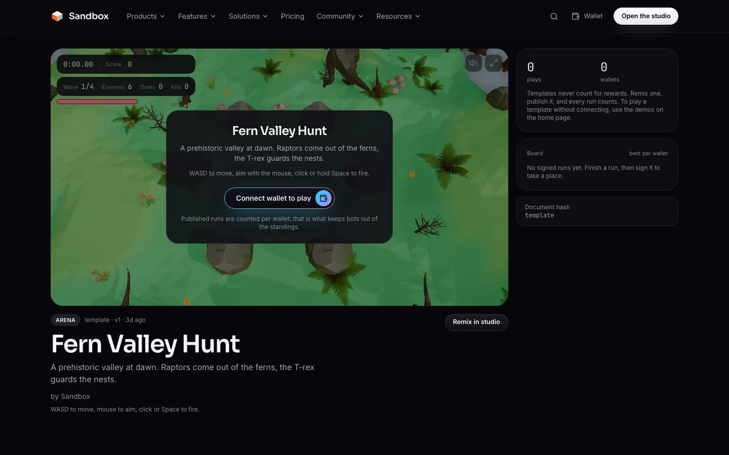 A run in progress on a game page