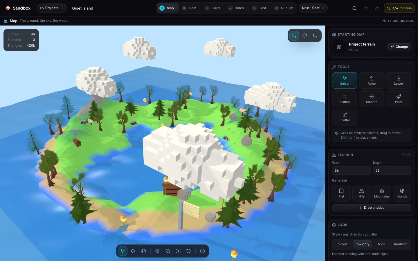 An explore world on the Map step